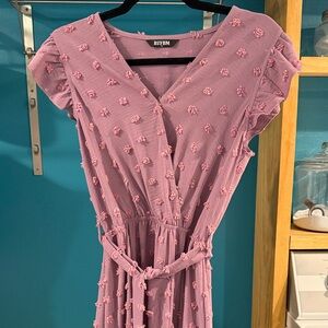 BTFBM Women's Textured Midi Dress in Pink